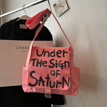 Сумка через плечо с нейлоновыми буквами и Граффити, сумка-мессенджер большой емкости, холщовая сумка Унисекс, модная сумка для покупок, женская сумка-тоут