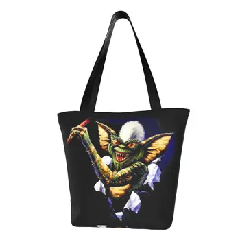 Сумки для покупок Gremlins Grocery Tote, женская сумка для покупок из холста в полоску Kawaii Thriller, сумки большой емкости