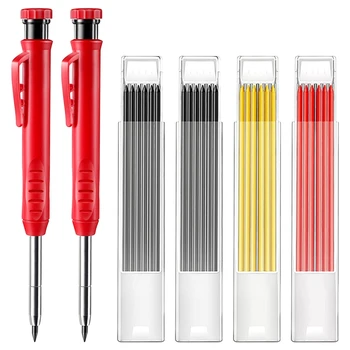Твердый Плотницкий карандаш, 2 Плотницких карандаша, 24 механических карандаша для заправки, Строительный маркер для деревообработки для архитектора