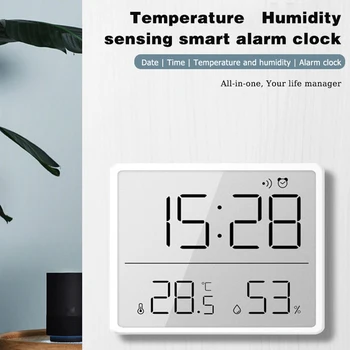 Тонкие Электронные часы Минималистичные Цифровые Часы с настенным ЖК дисплеем, Многофункциональный будильник температуры и влажности
