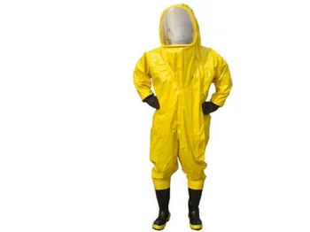 Тяжелый Полностью закрытый костюм химической защиты желтого цвета с респираторной сумкой