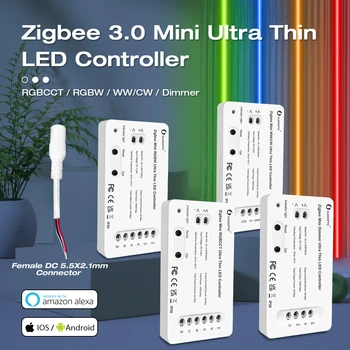 Ультратонкий мини-контроллер светодиодной ленты Zigbee 3.0 RGBCCT WWCW для освещения спальни, кухни, Alexa Voice APP Controller