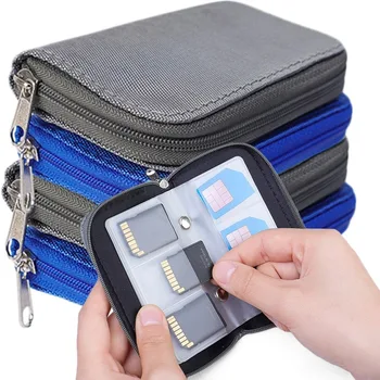 Универсальная сумка для хранения карт памяти, 22 слота, нейлоновая сумка-органайзер для карт SD / SDHC / MMC/ / miniSD, портативный чехол для переноски на молнии