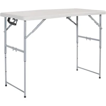 Универсальный прямоугольный стол из смолы, барные столики длиной 4 фута, регулируемые по высоте, центральный складной стол, светло-серый