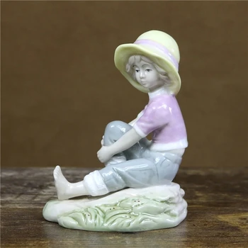 Фарфоровая фигурка девушки на берегу озера, Декоративная настольная керамика, Миниатюрный детский орнамент, аксессуары для рукоделия