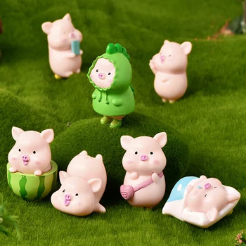 Фигурки микро-свиньи, миниатюрная статуэтка мини-животного, Сказочная кошка, собака, Бонсай, садовые украшения, стол, украшение дома, подарки для детей