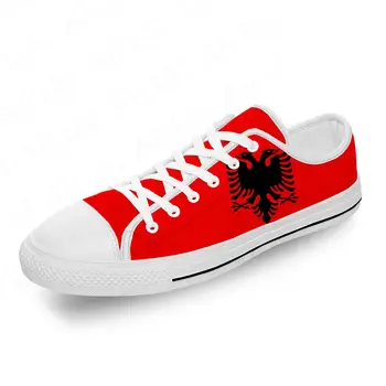 Флаг Албании Орел Низкие кроссовки Мужская Женская повседневная обувь для подростков Парусиновые кроссовки для бега 3D принт Дышащая Легкая обувь