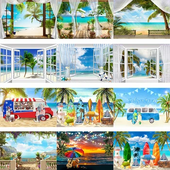 Фон для фотосъемки в душе ребенка, Летний пляж, украшение из кокосовой пальмы, детский портрет, фон для фотосъемки, профессиональная опора
