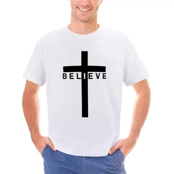 Футболка Оверсайз Believe Christian Cross, 100 Хлопковые Футболки Believe Cross Jesus, Новинка, Футболка для Мужчин, Пляжная Y2K, Забавная Одежда