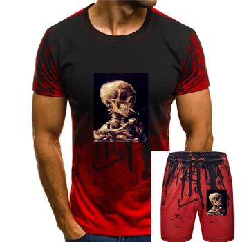 Футболка с изображением черепа Винсента Ван Гога, курящего знаменитого импрессиониста, Модная повседневная футболка с принтом высокого качества