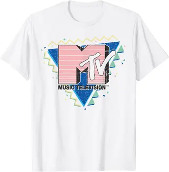 Футболка с логотипом MTV в розовую полоску в стиле ретро 90-х годов