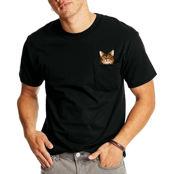 Хлопковые футболки CLOOCL Animal Cats, футболка с карманом на среднем пальце с тигровым пятнистым котом, мужские и женские рубашки с коротким рукавом, прямая поставка