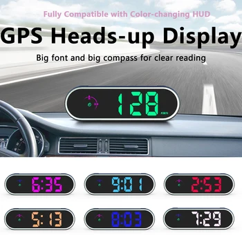 Цветной цифровой головной дисплей GPS HUD, время, скорость, КМ / Ч, МИЛЬ / ч, ЖК-дисплей, скорость, расстояние, время, Спидометр на лобовом стекле автомобиля