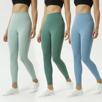 Цветные женские Леггинсы для йоги, эластичные спортивные штаны хорошего качества с высокой талией, Колготки для фитнеса Lulu для бегунов, уличные колготки для спортзала