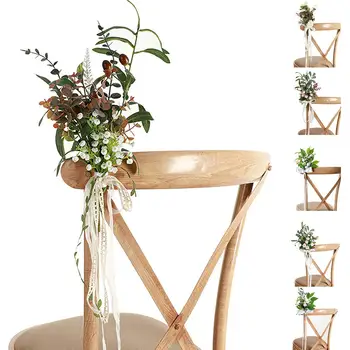 Цветок на искусственной спинке стула YOUZI, многоцветная цветочная композиция у прохода для украшения свадебного стула на открытом воздухе