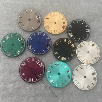 Циферблат часов с римской шкалой 28,5 мм, модифицированные сменные циферблаты с окошком календаря из натурального камня для механизма NH35/NH36/4R/7S