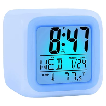 Цифровой дорожный будильник для мальчика и девочки в спальне, маленькие настольные прикроватные часы, отображение времени / даты, светодиодный ночник с функцией повтора