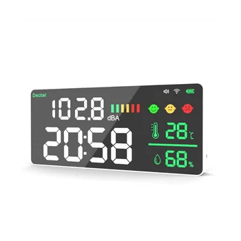 Цифровой шумомер в децибелах TUYA Wifi, настенный интеллектуальный тестер шума, монитор температуры и влажности, светодиодный большой экран