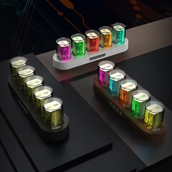 Цифровые Ламповые часы Nixie Night Light с RGB LED Светящимися Ламповыми Часами для Игровой Лампы Украшение рабочего стола Роскошная Коробка для Идеи Подарка.