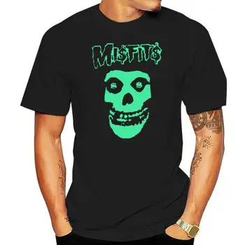 Черная футболка Misfits, Сшитая Футболка Misfits, Знак Доллара, Пародийная футболка с трафаретной печатью Misfits, Неоново-Зеленая футболка С Черепом Misfits