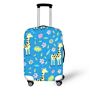 Чехол для багажа в стиле милого мультяшного жирафа, складные моющиеся защитные чехлы для чемоданов, подходящие для тележек размером от 18 до 32 дюймов