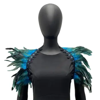 Шаль из перьев, шаль для расправления плеч, шарф для костюмированной вечеринки, шарф с регулируемым кружевным декором для обертывания тела на сцене