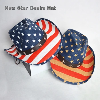 Шляпа для взрослых, звездно-полосатая кепка с принтом национального флага, кепка с широкими полями для фестивалей, вечеринок, клуба, солнцезащитный крем, реквизит для фотосессии, джазовая шляпа