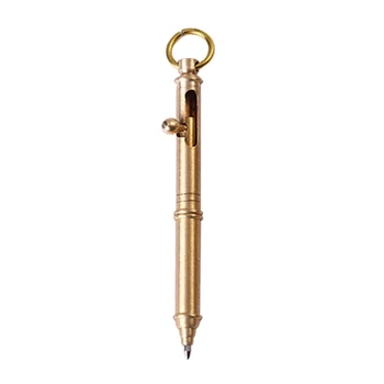 Экшн-ручка, латунная шариковая ручка с кольцом для ключей, удобная для письма для мужчин и женщин, прямая поставка