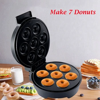Электрическая машина для приготовления пончиков мощностью 1200 Вт с антипригарным покрытием Кухонная машина для приготовления пончиков Детские закуски Десерты Для завтрака 7Donuts US Plug