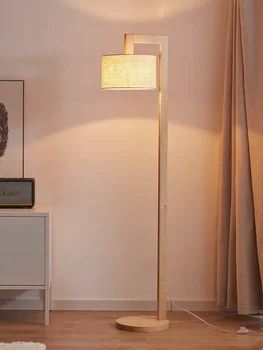 Японский минималистичный торшер Прикроватная лампа для гостиной Спальни Скандинавский Ретро Китайский торшер из массива дерева