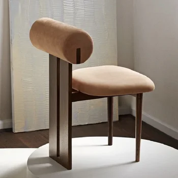 Японский обеденный стул из массива дерева ваби-Саби со спинкой, мягкая сумка для переодевания, дизайнерский простой средневековый обеденный стул