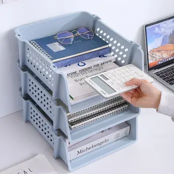 Ящик для файлов, настольный органайзер для документов формата А4, Штабелируемый лоток для хранения бумаг из ламинированного пластика для домашнего Офиса