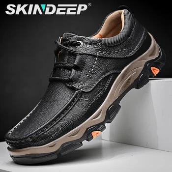 【SKINDEEP】 Повседневная Мужская Обувь, Ботинки из искусственной кожи, Швейные походные ботинки из искусственной Кожи, Высококачественные кроссовки, сделанные человеком, Размер США 11.5