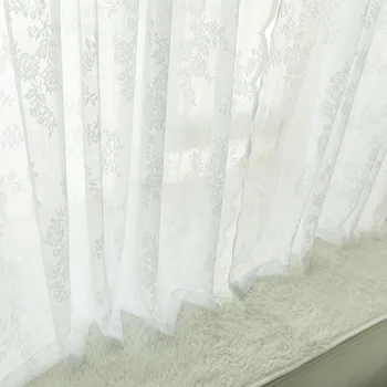 Белые кружевные прозрачные занавески с карманами для штанги, Вуалевые шторы для гостиной, спальни, кухни, окна, украшения дома, Европейские, T