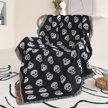 Многофункциональное черное одеяло Ins, одеяло для пикника на открытом воздухе, одеяла для отдыха, чехол для дивана, гобелен, богемное одеяло для сна в кемпинге
