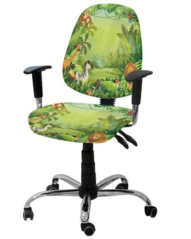 Мультяшное животное Лев из Тропических Джунглей, Эластичное Кресло, Чехол для компьютерного стула, Съемный Чехол для офисного кресла, Разделенные Чехлы для сидений