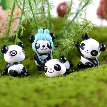 Расположение бака Гаражные Мультяшные наборы Забавные Искусственные Милые Фигурки Животных Украшения Миниатюрная панда в китайском стиле