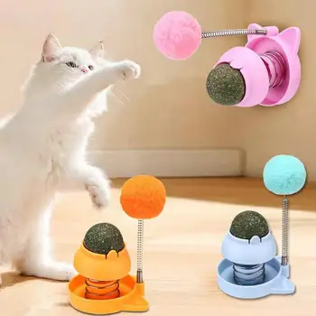 Шарик кошачьей мяты, вращающиеся шарики для вылизывания кошек, съедобные и полезные для здоровья Шарики из кошачьей мяты Spring Ball, облизывающие кошачьи зубы.